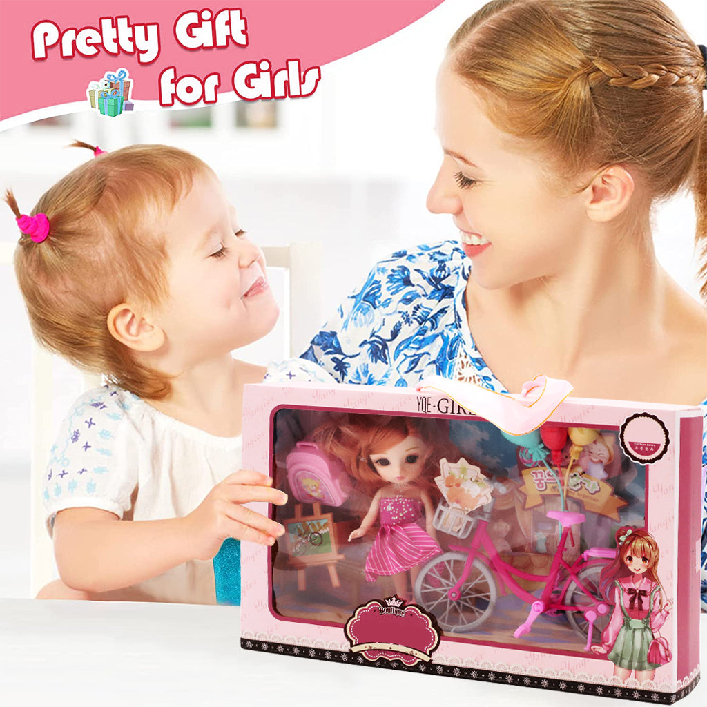 PATPAT Doll Set with Bicycle Prop, Dollhouse Princess Toys, Doll for Girls, Barbie Dolls for Girls, Cute Cartoon Doll Toy for Girls, Birthday Gift for Girl, Gift Box Packing (Pink) PATPAT Doll Set with Bicycle Prop, Dollhouse Princess Toys, Doll for Girls, Barbie Dolls for Girls, Cute Cartoon Doll Toy for Girls, Birthday Gift for Girl, Gift Box Packing (Pink)